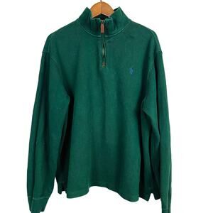 Polo Ralph Lauren Half Zip Sweater Long Sleeve Green Navy Horse - XL